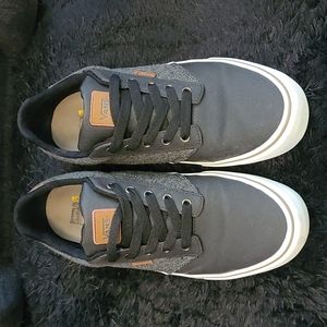 Men's Van's black leather and gray twead
